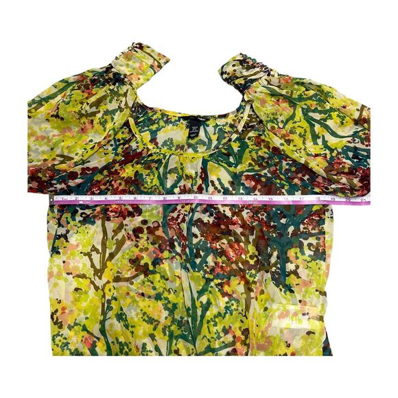 H&M Multicolor Floral Sheer Long Sleeve Blouse Women’s Size 4 - Picture 4 of 9